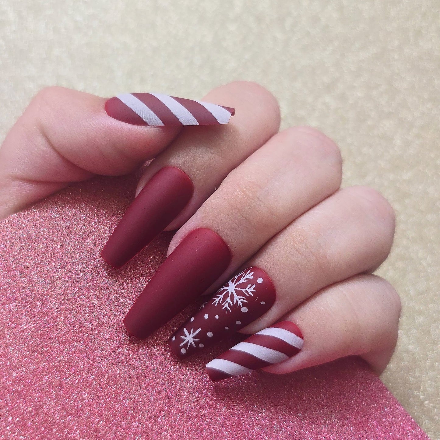 Unhas Postiças - 1269 Longas XL  - Xmas Matte