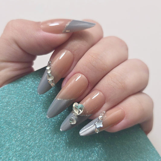 Unhas Postiças - 1274 Longa | XL  -  Bling Cat Eye